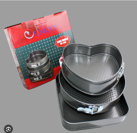 Набор разъемных форм для выпечки UNIQUE UN-1703 3в1 (24/26/28 см) круглая, квадратная, сердцевидная Одесса - изображение 3