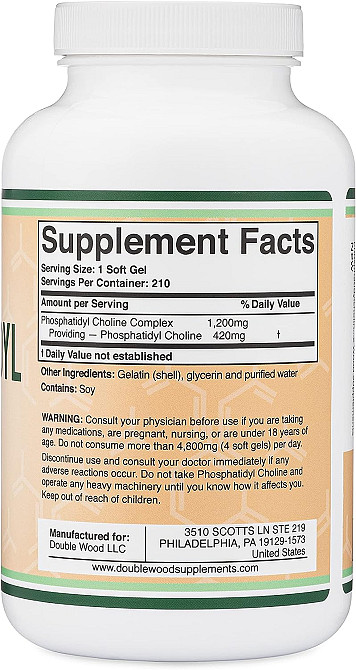 Фосфатидилхолин Double Wood Supplements Phosphatidylcholine Complex 1200 mg 210 softgels Луцк - изображение 2