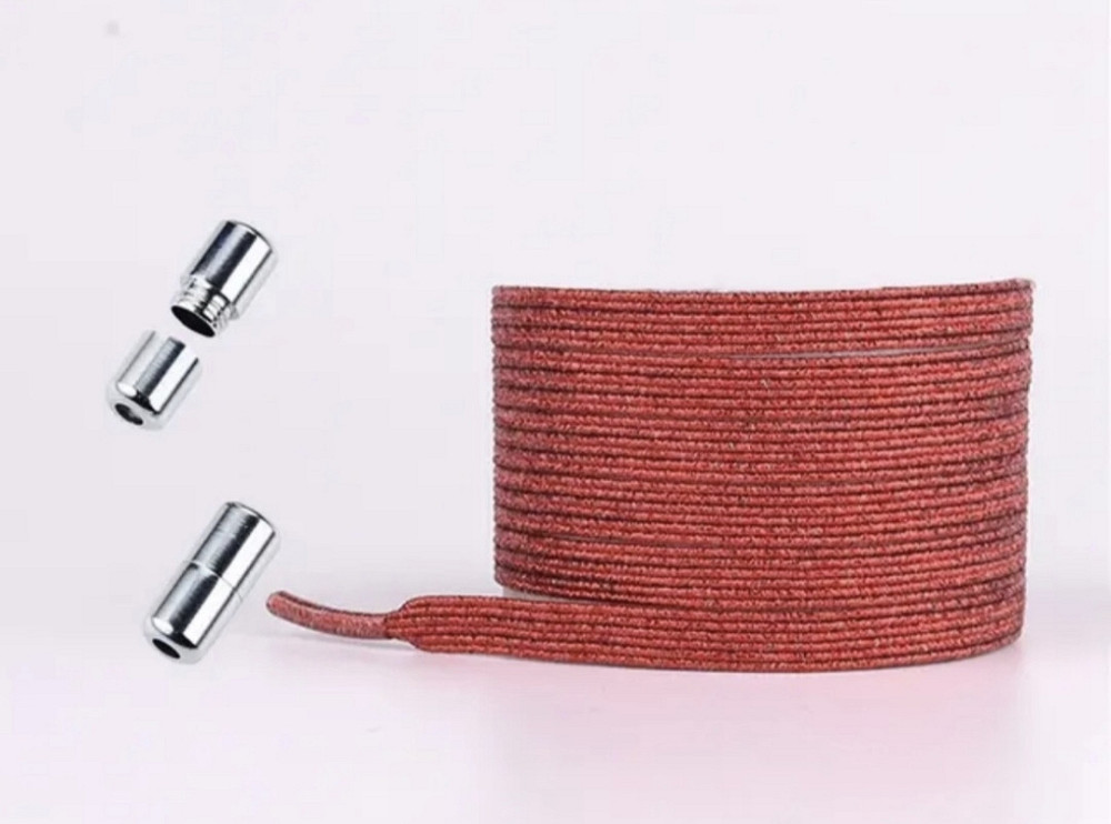 Шнурки эластичные глиттерные с цилиндрической застежкой Красный Смела - изображение 3