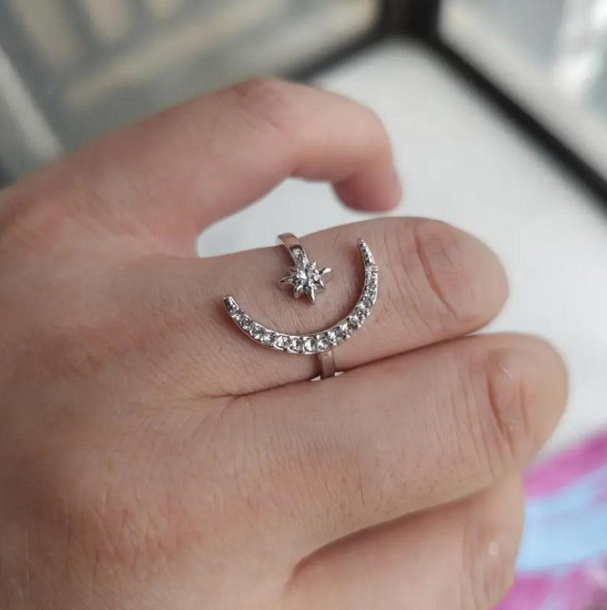 Кольцо Луна и Звезда со стразами — регулируемое кольцо Киев - изображение 4