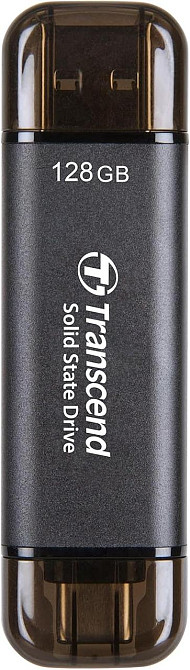 Зовнішній SSD Transcend ESD310 128GB чорний Dual‑port USB‑C/A 10Gbps до 1050 МБ/с сумісний з iPhone 15/16/17 Android кабель Київ - фото 1