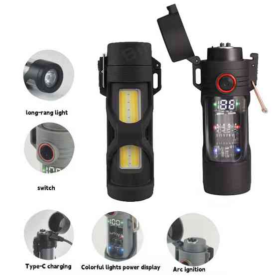 Ліхтар запальничка Multifunctional D66 LCD Type-C (3+1 режими) Вінниця