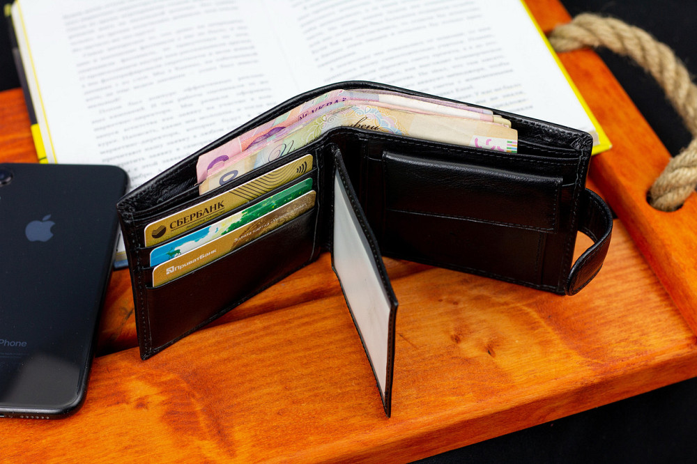 Чорне класичне портмоне з натуральної шкіри Marco Coverna Київ - фото 10