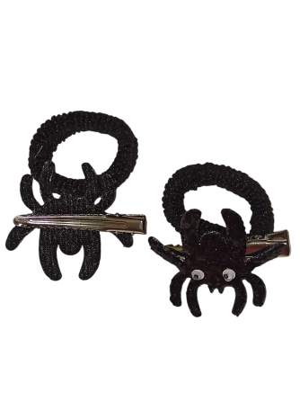 Набір 2 шпильки Павук та 2 резинки для волос на Хелловін чорний Київ