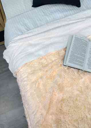 Плед-покривало 200х230 см (+-10см) Травка на овчині колір кремовий з білим (87-220) Київ