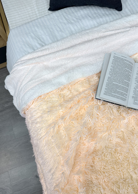 Плед-покривало 200х230 см (+-10см) Травка на овчині колір кремовий з білим (87-220) Київ - фото 6