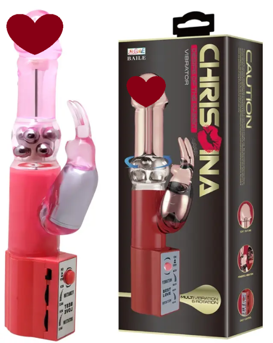 Вибратор с стимулятором клитора и ротацией BAILE - Chrisina PINK Vibration Rotation, BW-004107SY Sex Aura Киев - изображение 1