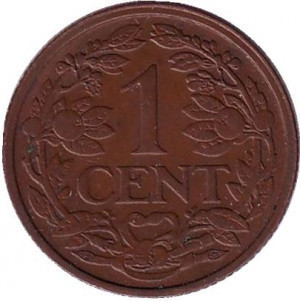 Монета 1 цент. 1937 рік, Нідерланди. Полтава - фото 1