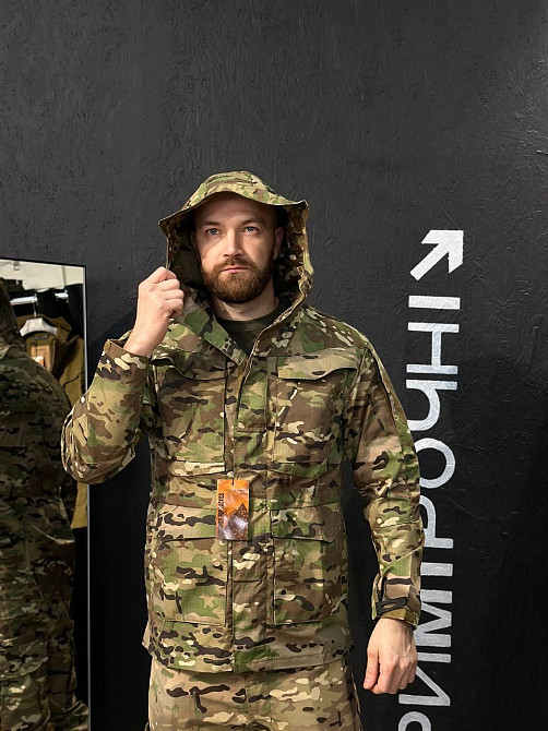 Тактична військова куртка чоловіча з капюшоном кишенями блискавкою вентиляцією і вологозахистом Львів - фото 3