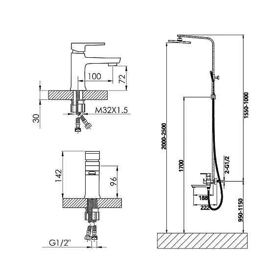 Набір змішувачів Wawel 001 + Wawel 1030 White Київ