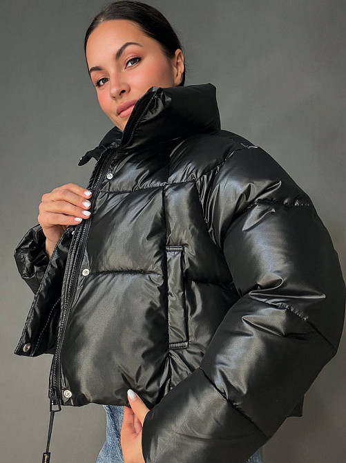 Куртка жіноча Lady Yep 30083 пуффер коротка глянцева чорна, чорний, L Київ - фото 4