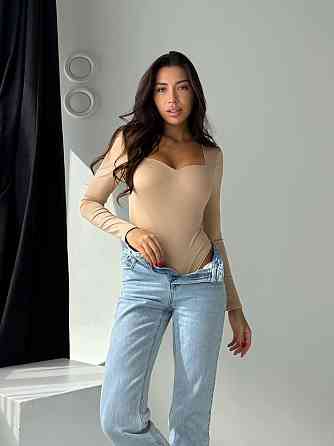 Стильне жіноче боді з пушапом-ефектом мікродайвінг Беж, 42/44 Одеса