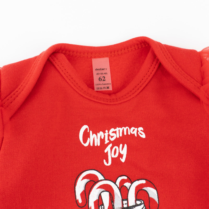 Модний новорічний комплект одягу для дівчинки Cristmas Joy зріст 74 см (6 - 9 місяців) Malena Червоний з принтом Кривий Ріг - фото 3