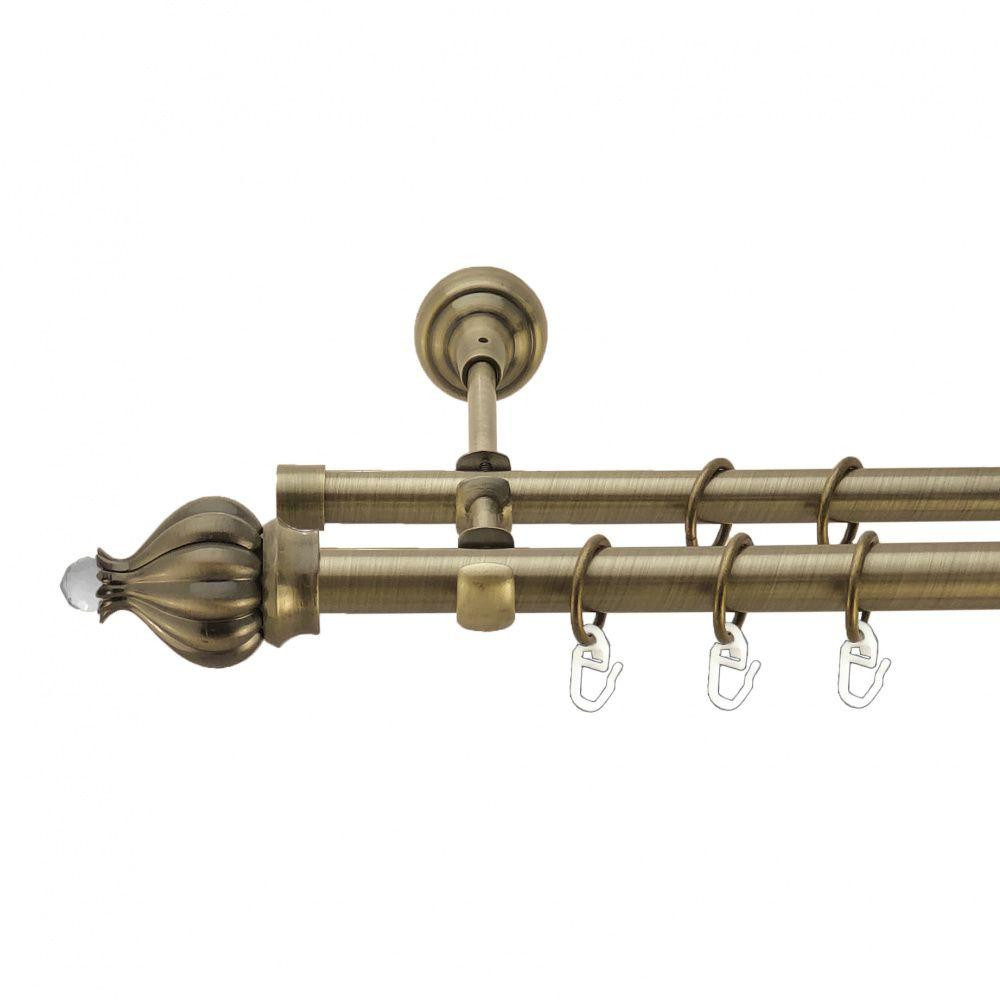 Карниз Orvit Таджа-Кристал металевий дворядний відкритий гладка труба кільце металеве Антик 19\16 мм 200 см Львов - изображение 1