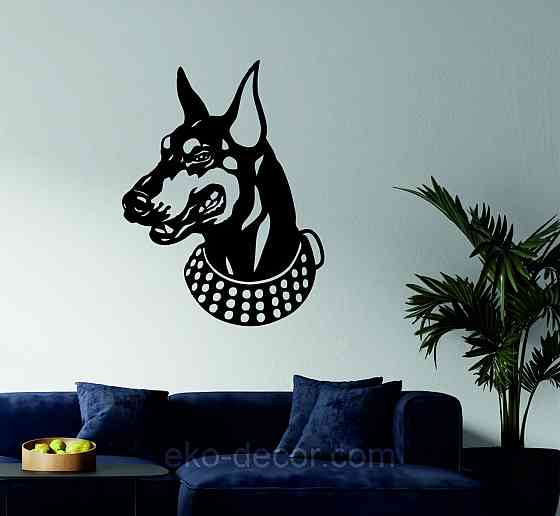 Декоративне настінне Панно «Доберман», Декор на стіну Чорний Київ