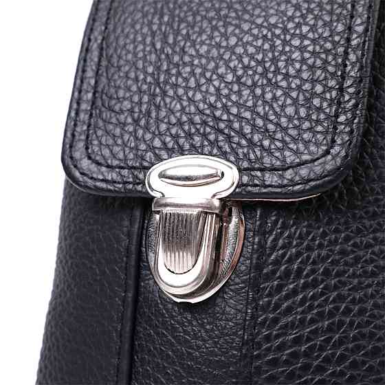 Чоловіча сумка на пояс із натуральної шкіри Vintage 22736 Чорний Київ