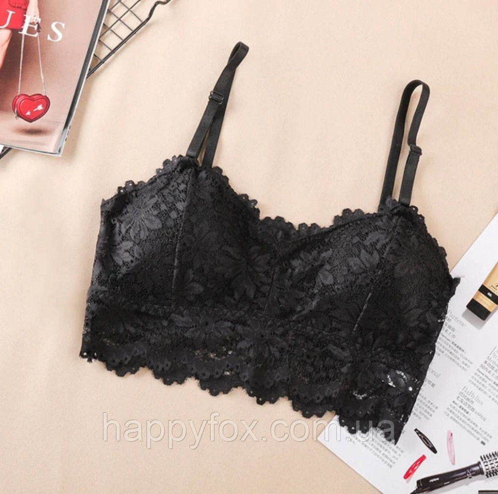 Жіночий топ мережива з чашками чорний Львів - фото 1