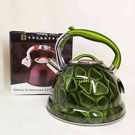 Міцний чайник зі свистком для кухні Edenberg, Практичний чайник для газової плити DY-84 Івано-Франківськ