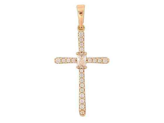 Кулон Позолота 18K Крест с кристаллами для цепочки до 6мм (329524) ТМ XUPING Киев