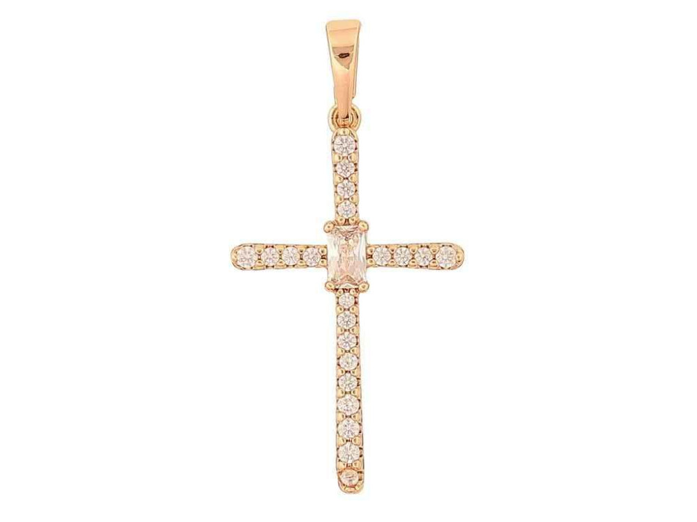 Кулон Позолота 18K Хрест з кристалами для ланцюжка до 6мм (329524) ТМ XUPING Київ - фото 1