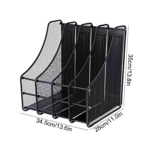 Лоток для документов вертикальный, металлический, черный 4 секции Павлоград