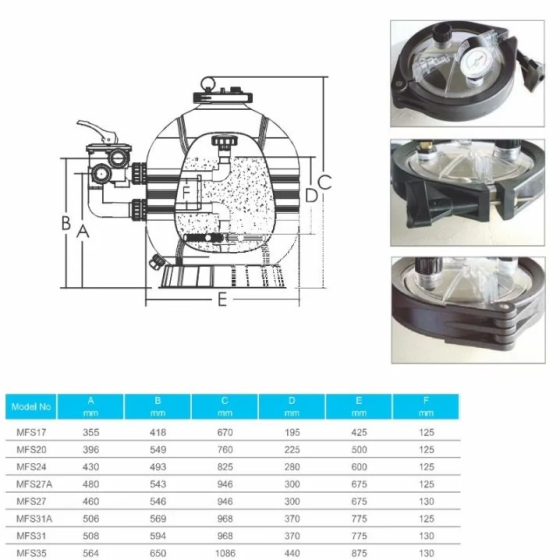 Песочный фильтр для бассейна Emaux MFS27A D675мм. 14.4м3\ч Киев