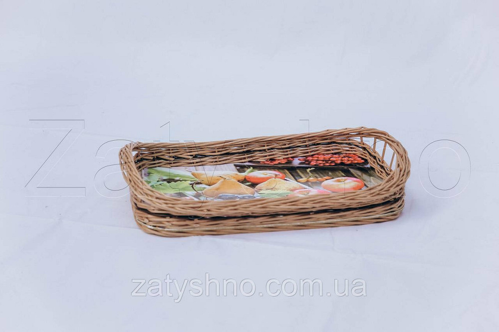 Таця з лози для фруктів| таця з лози з ручками | піднос плетений Київ - фото 2