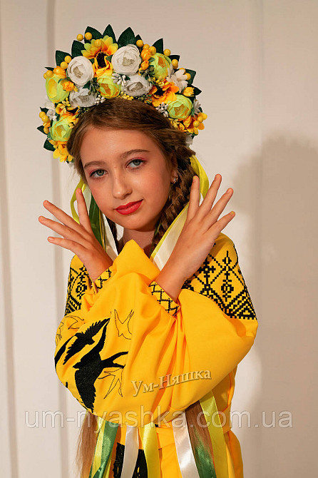 Жовтий віночок Обідок обруч з квітами "Сценічний сердній жовтий" Кривий Ріг - фото 3