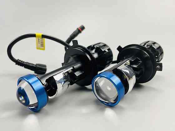 Світлодіодна лампа. (цоколь H4) (к-кт 2 шт) 12V-36V 80W set LED + лінза + чітка світлотінева межа, Мукачево