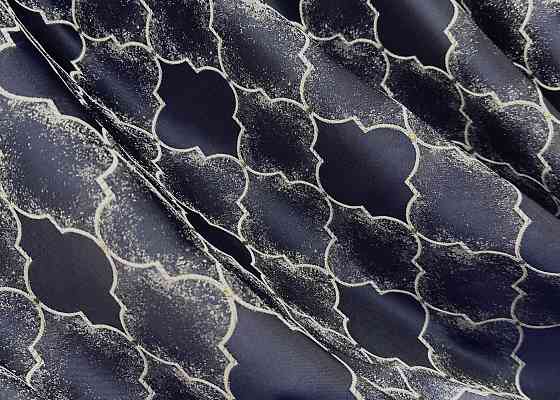 Шторна тканина жакард, колеція "SAPFIR" колір темно-синій з молочним 1751ш Київ