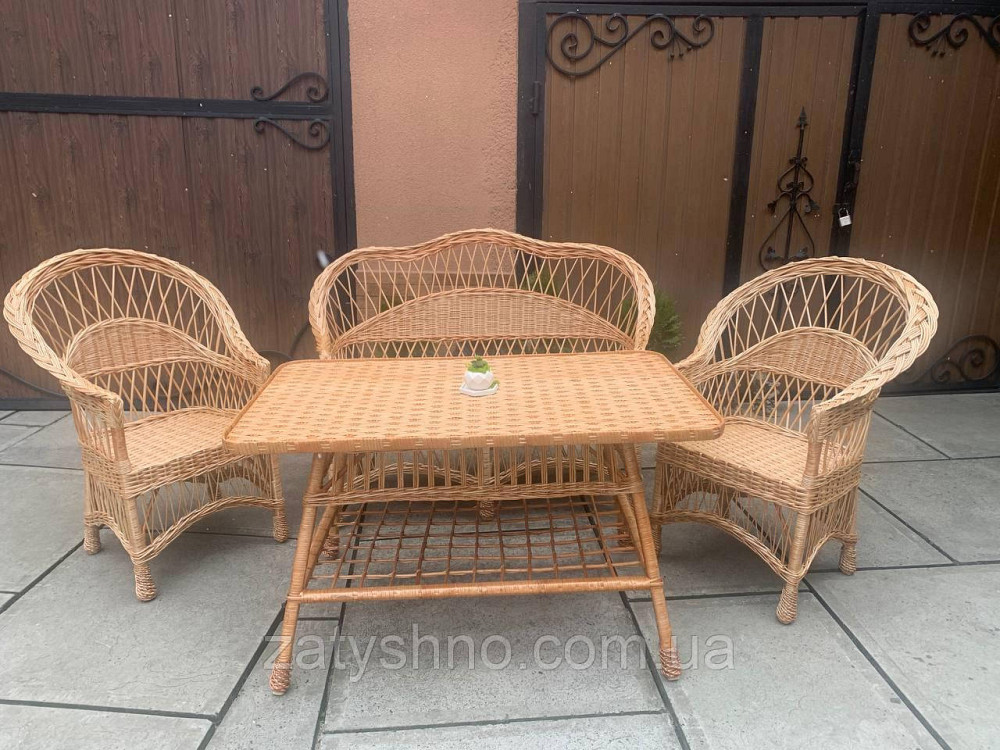 Плетеная мебель с диваном и  большим столом 120*70 Киев - изображение 1