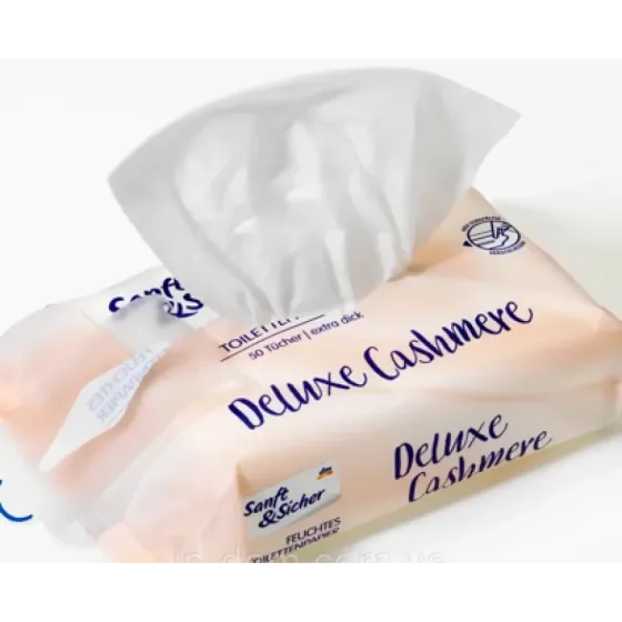 Туалетний вологий папір Deluxe Кашемір у пластиковій коробці, 50 шт. Львів