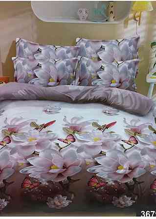 Постельное белье 3D | Полуторный и Двуспальный комплект | Цветы с бабочками | Мягкая и яркая Киев