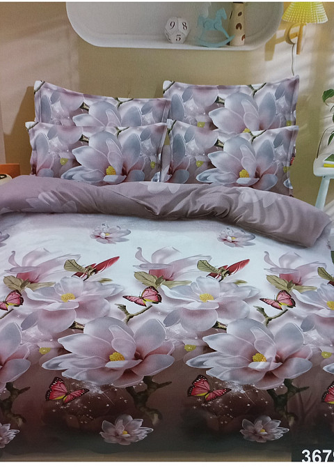 Постельное белье 3D | Полуторный и Двуспальный комплект | Цветы с бабочками | Мягкая и яркая Киев - изображение 1