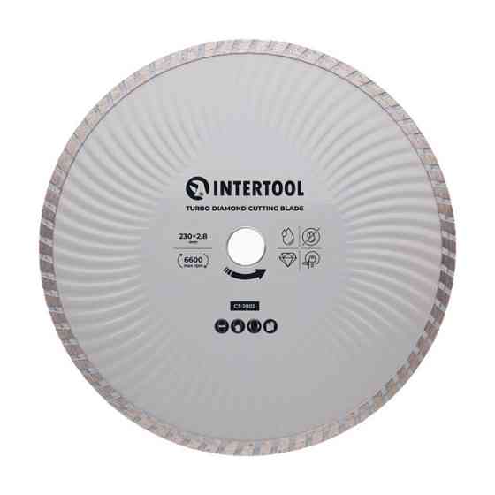 Диск відрізний алмазний Turbo, 230 мм, 16-18%, 6600 об/хв INTERTOOL CT-2005 Київ