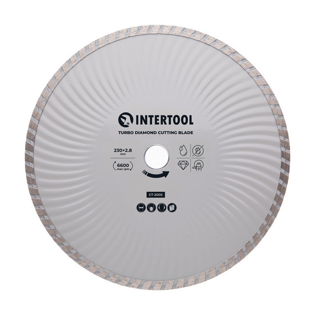 Диск відрізний алмазний Turbo, 230 мм, 16-18%, 6600 об/хв INTERTOOL CT-2005 Київ - фото 1