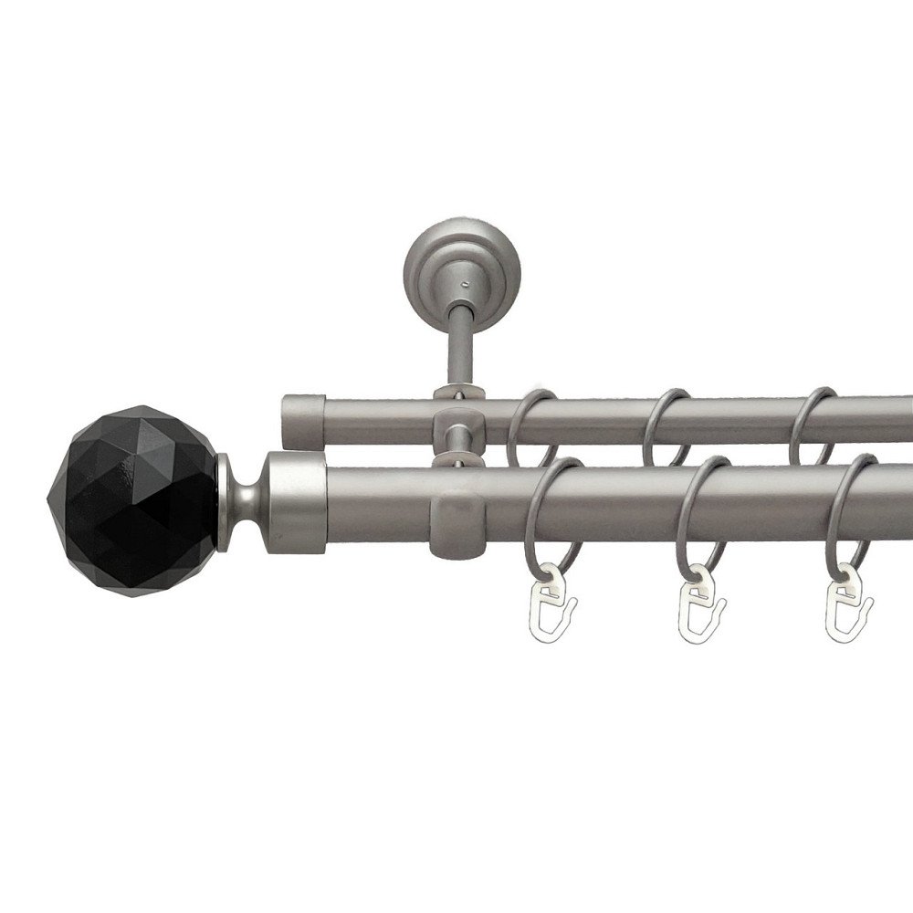 Карниз Orvit Люміера Неро металевий дворядний відкритий гладка труба кільце металеве Сатин 25\16 мм 160 см Львов - изображение 1