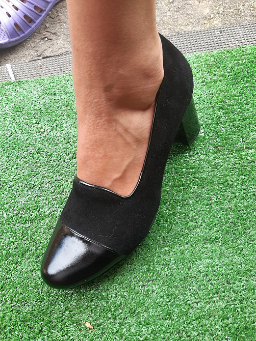 Женские туфли черные на каблуке Б/У 39 размер - по стельке 25см, натуральная кожа, каблук 6см Киев - изображение 7