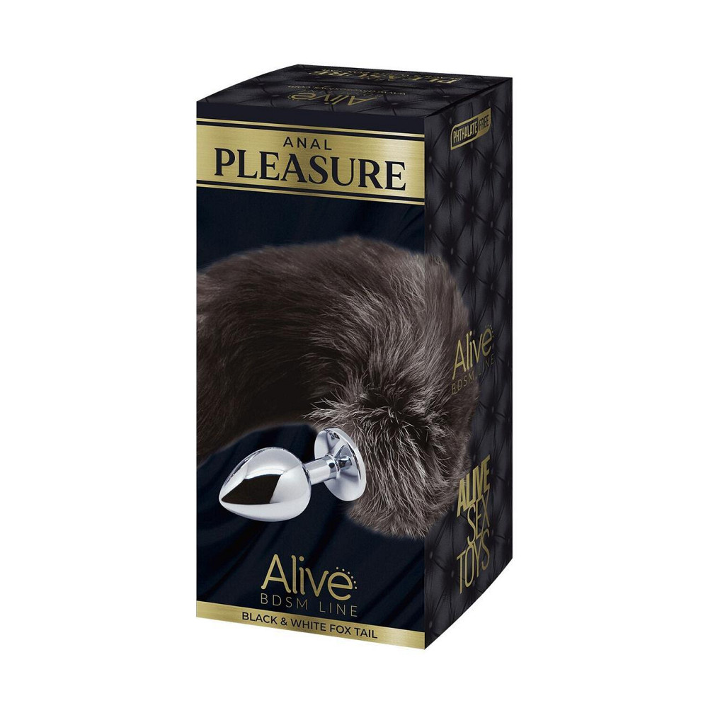 Металева анальна пробка Лисячий хвіст Alive Black And White Fox Tail S, діаметр 2,9 см Sex Aura Київ - фото 4