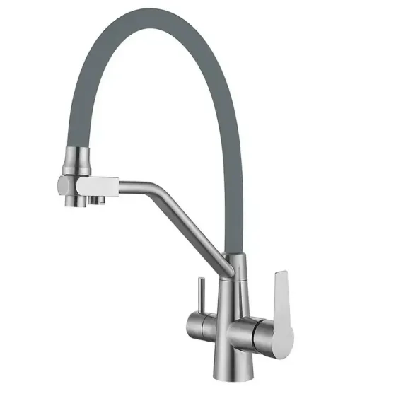 Смеситель для кухни под осмос Mixxus FUL-021 Refl.GREY нерж. сталь SUS304 серый гибкий излив (MI6020) Черновцы