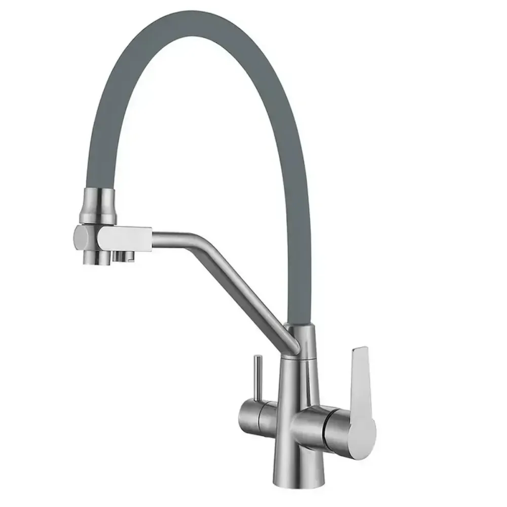 Смеситель для кухни под осмос Mixxus FUL-021 Refl.GREY нерж. сталь SUS304 серый гибкий излив (MI6020) Черновцы - изображение 5