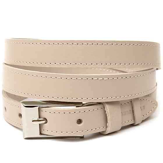 Тонкий шкіряний ремінь для жінок GRANDE PELLE 11447 Бежевий Київ
