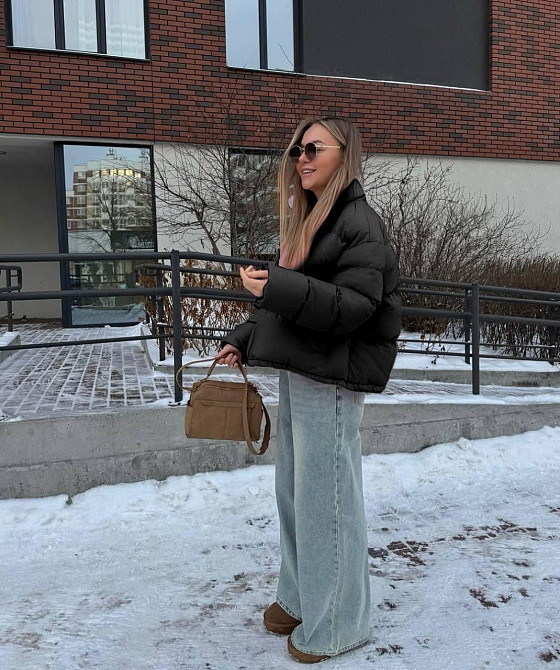 Женская куртка на молнии оверсайз кроя плащевка эмми Черный, 42/44 Одесса - изображение 2