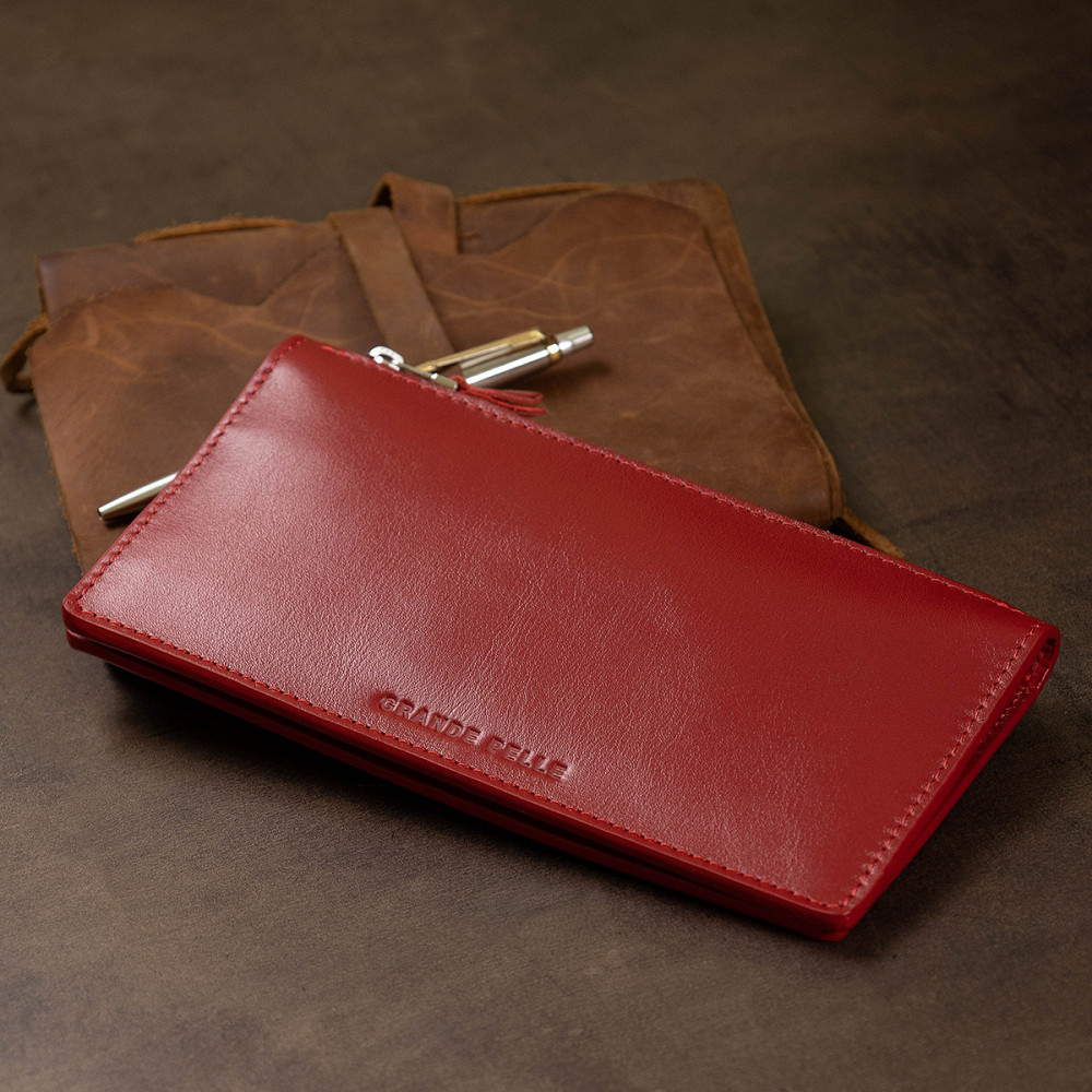 Оригінальне жіноче шкіряне портмоне Червоний (GRANDE PELLE) Київ - фото 4