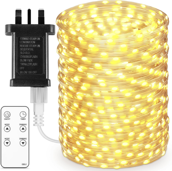 Уличная LED-гирлянда HCYW 30 м 300 LED теплый белый, IP65, 8 режимов, пульт, таймер 6/18, 5 В Киев