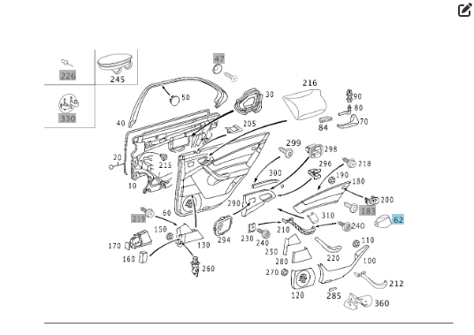 Mercedes-Benz  A2207371014 Внутрішній тримач ручки закриття карти задніх правих дверей S-class short W220 S-class long V220 Одеса - фото 2