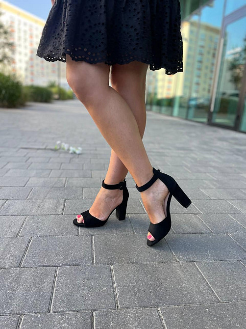 L&M Босоніжки жіночі чорні L&M F52-1 літні, еко-замша / Модні босоніжки на підборах р. 36-40 Коломия - фото 7