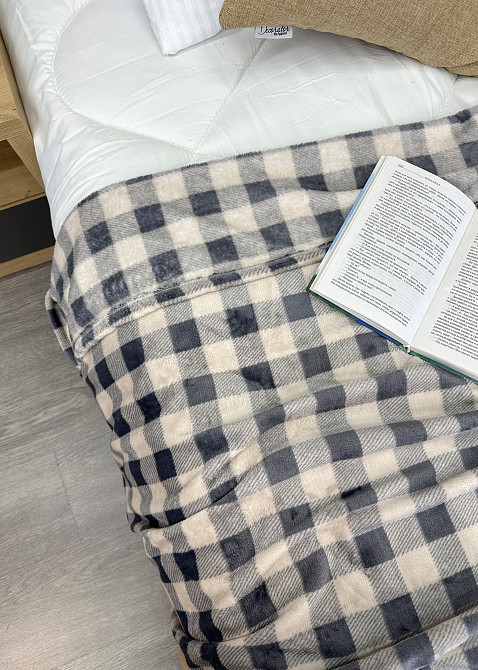 Плед-покривало Decorator WellSoft 180х210 см Клітинка Бежево-сірий (87-281) Київ - фото 2