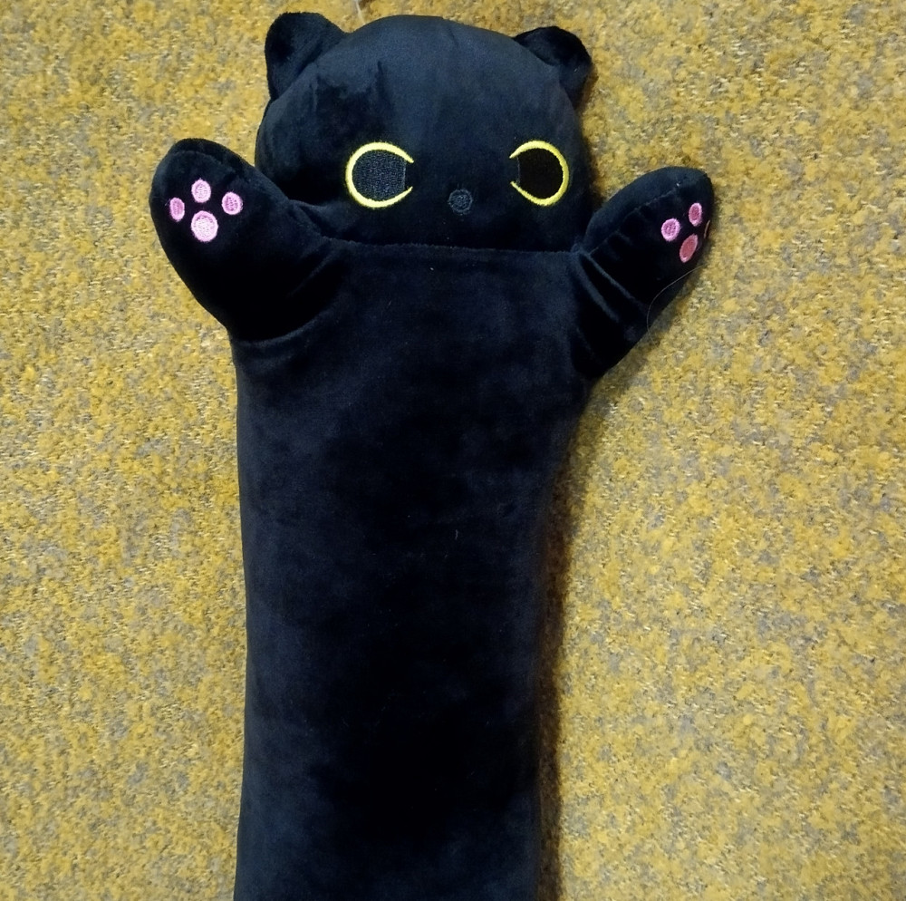 Мягкая игрушка подушка Кот-батон черный длинный кот обнимашка 50см Киев - изображение 12