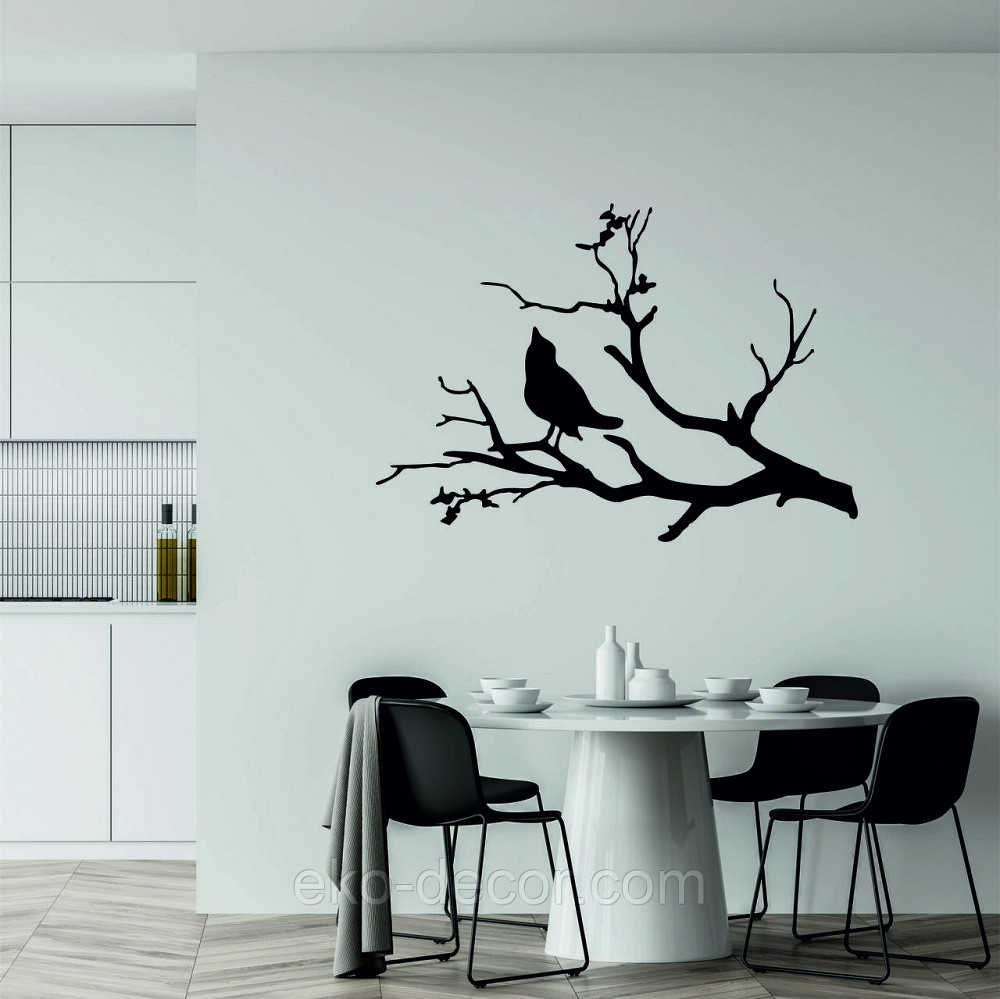 Декоративное настенное Панно «Птичка на ветке», Декор на стену 110*77 см, Черный Киев - изображение 2